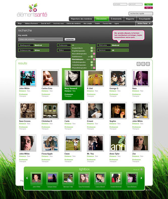 Profiles search result page